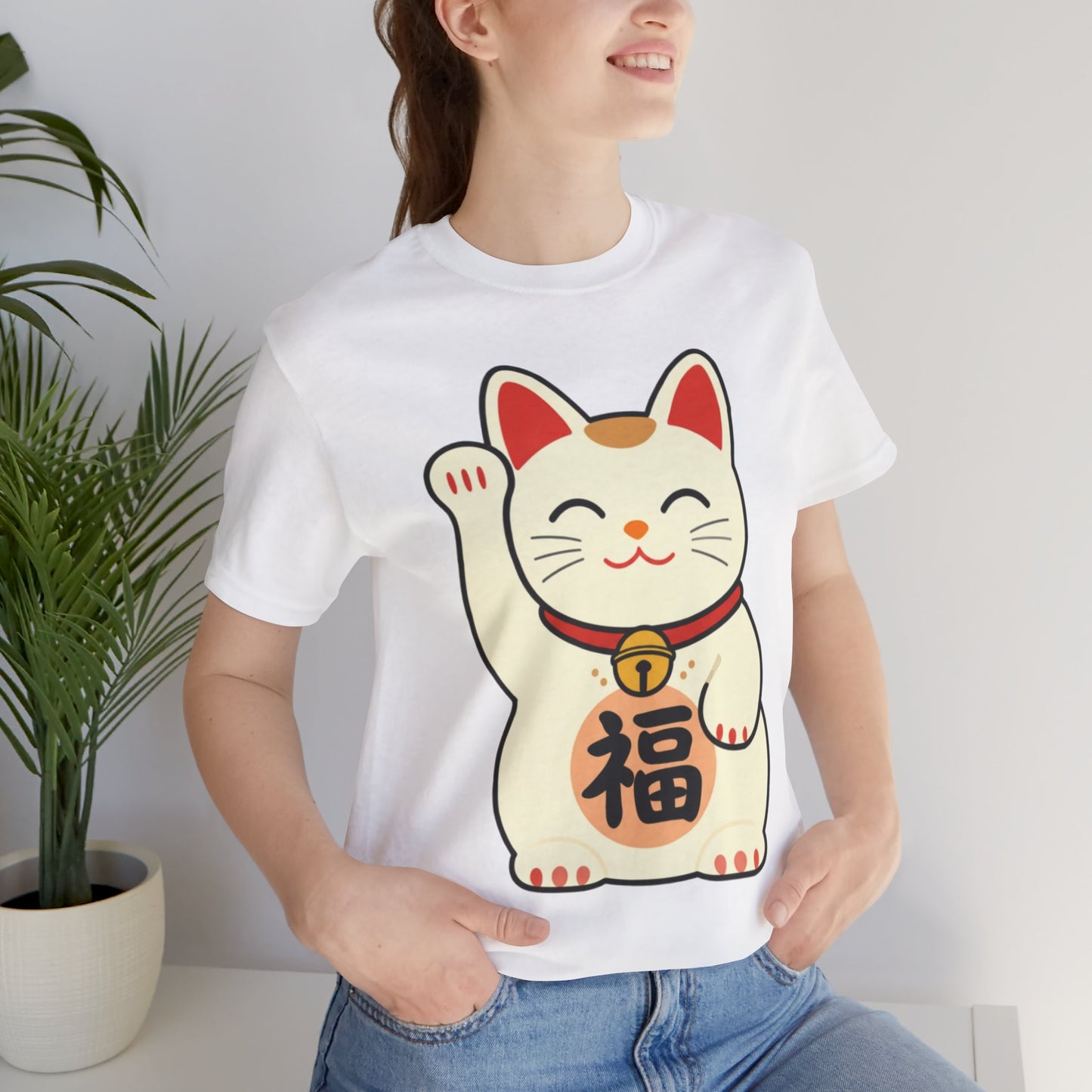 Lucky Maneki Neko Cat T-Shirt | Cute Japanese Good Fortune Tee