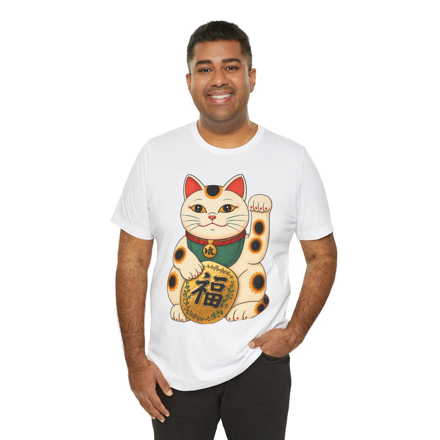 Lucky Maneki Neko Cat T-Shirt — Japanese Good Fortune Graphic Tee