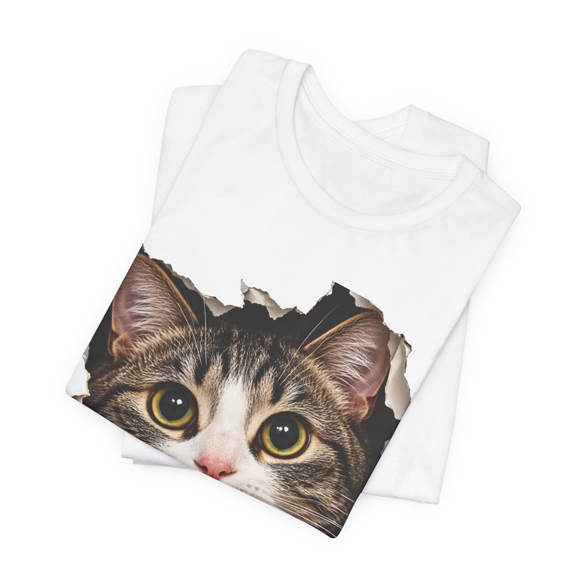 Curious Cat Breaking Through T-Shirt | Funny 3D Cat Tee