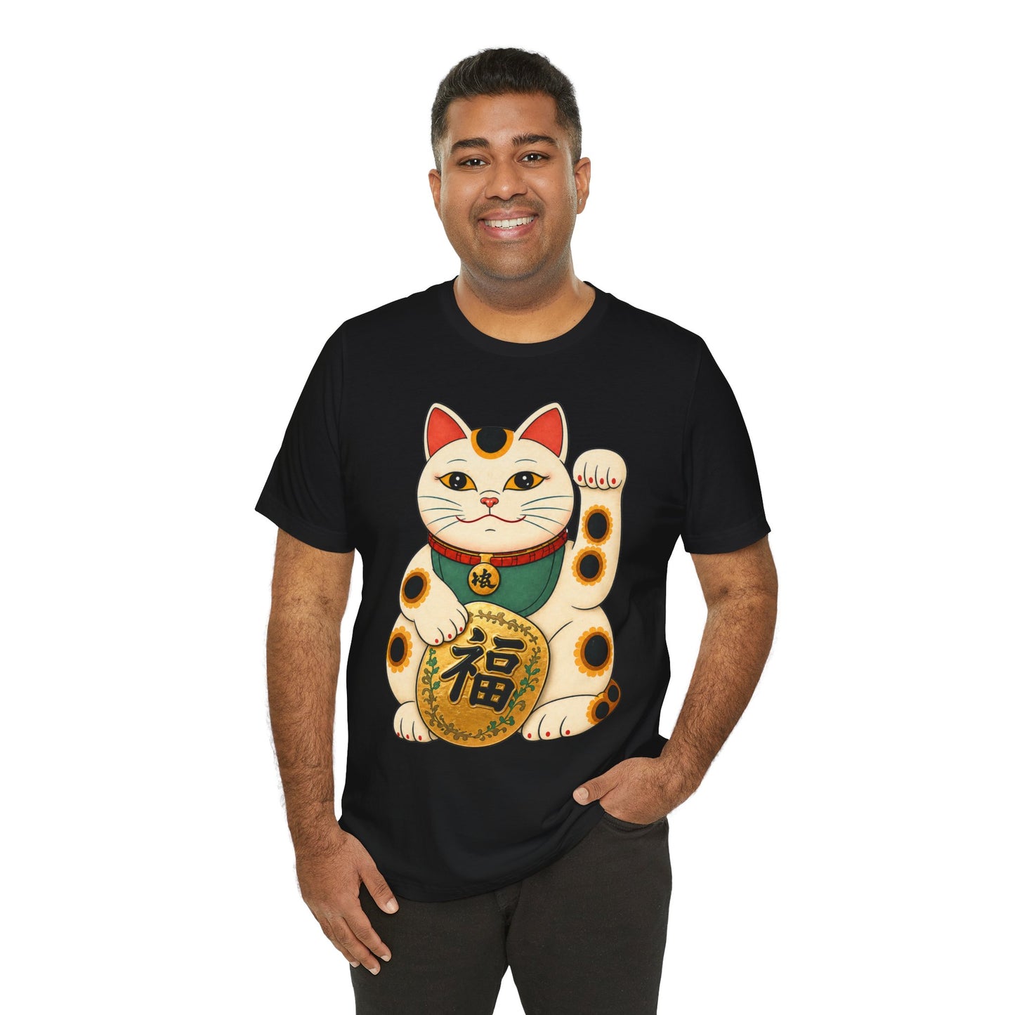 Lucky Maneki Neko Cat T-Shirt — Japanese Good Fortune Graphic Tee