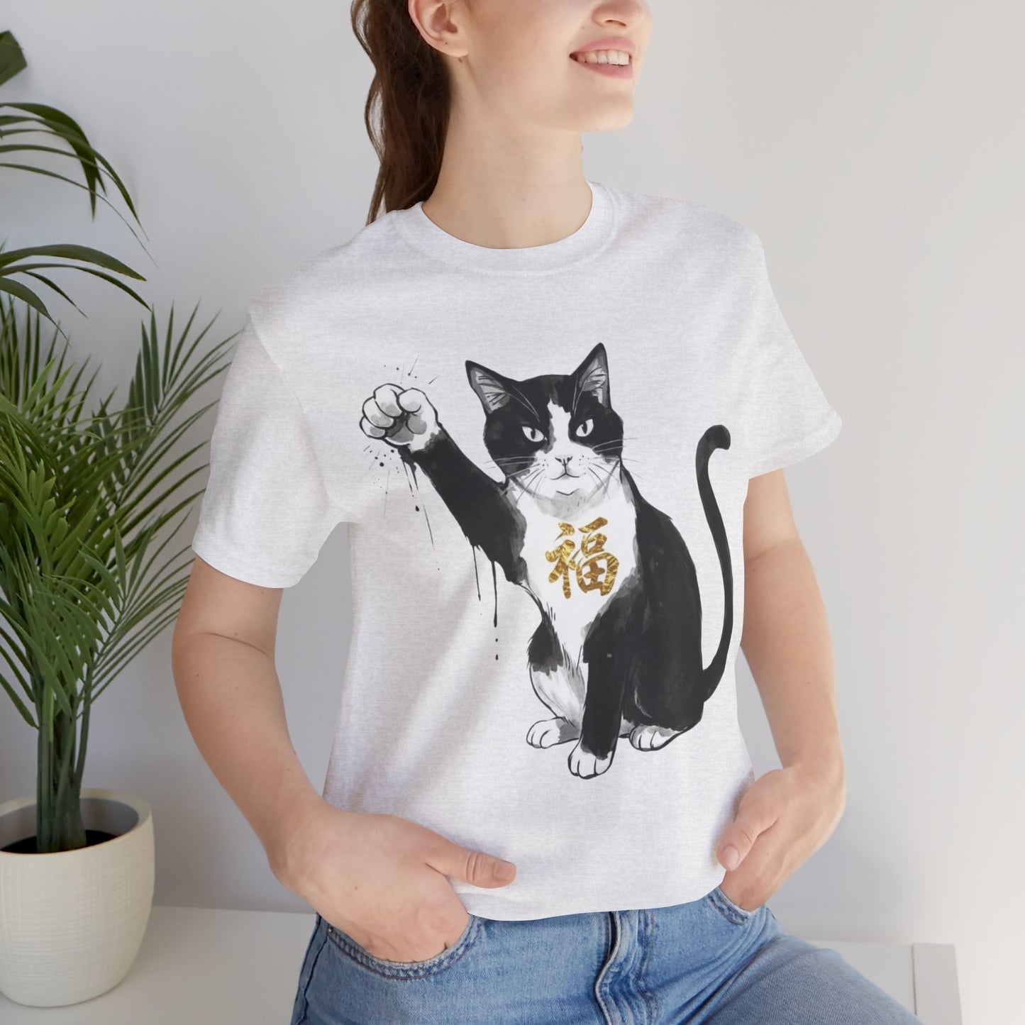 Fortune Cat Japanese Ink Art T-Shirt