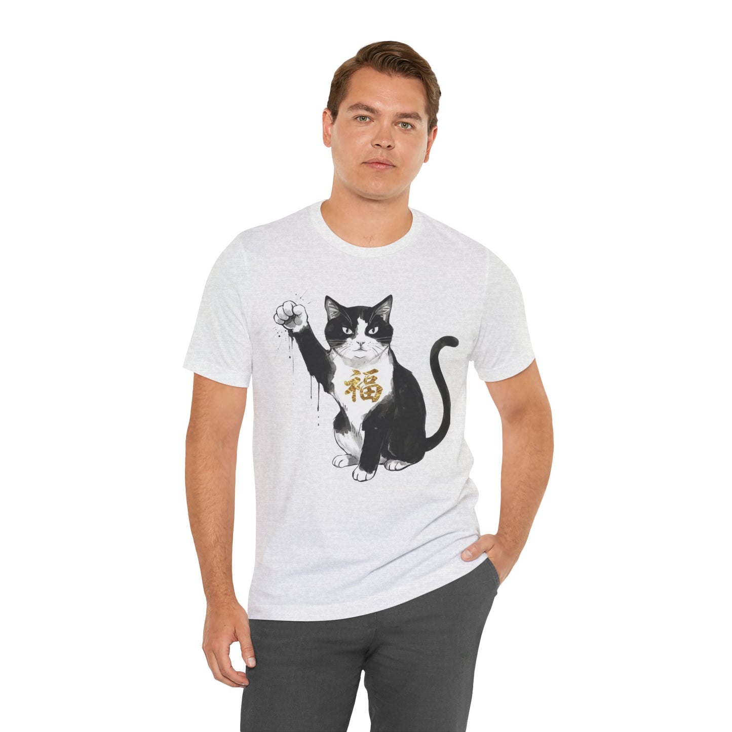 Fortune Cat Japanese Ink Art T-Shirt