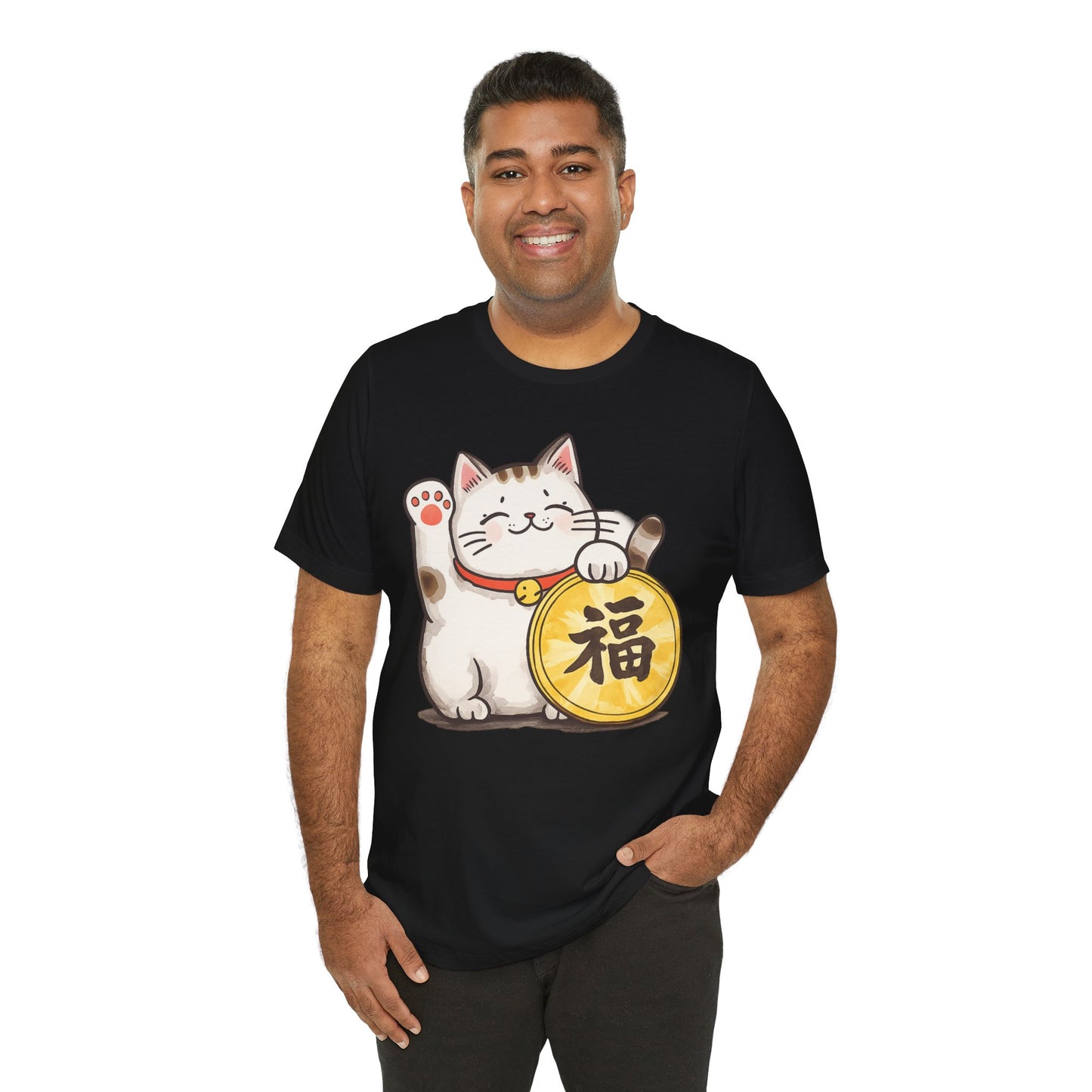 Lucky Maneki Neko Cat T-Shirt | Cute Japanese Good Fortune Tee