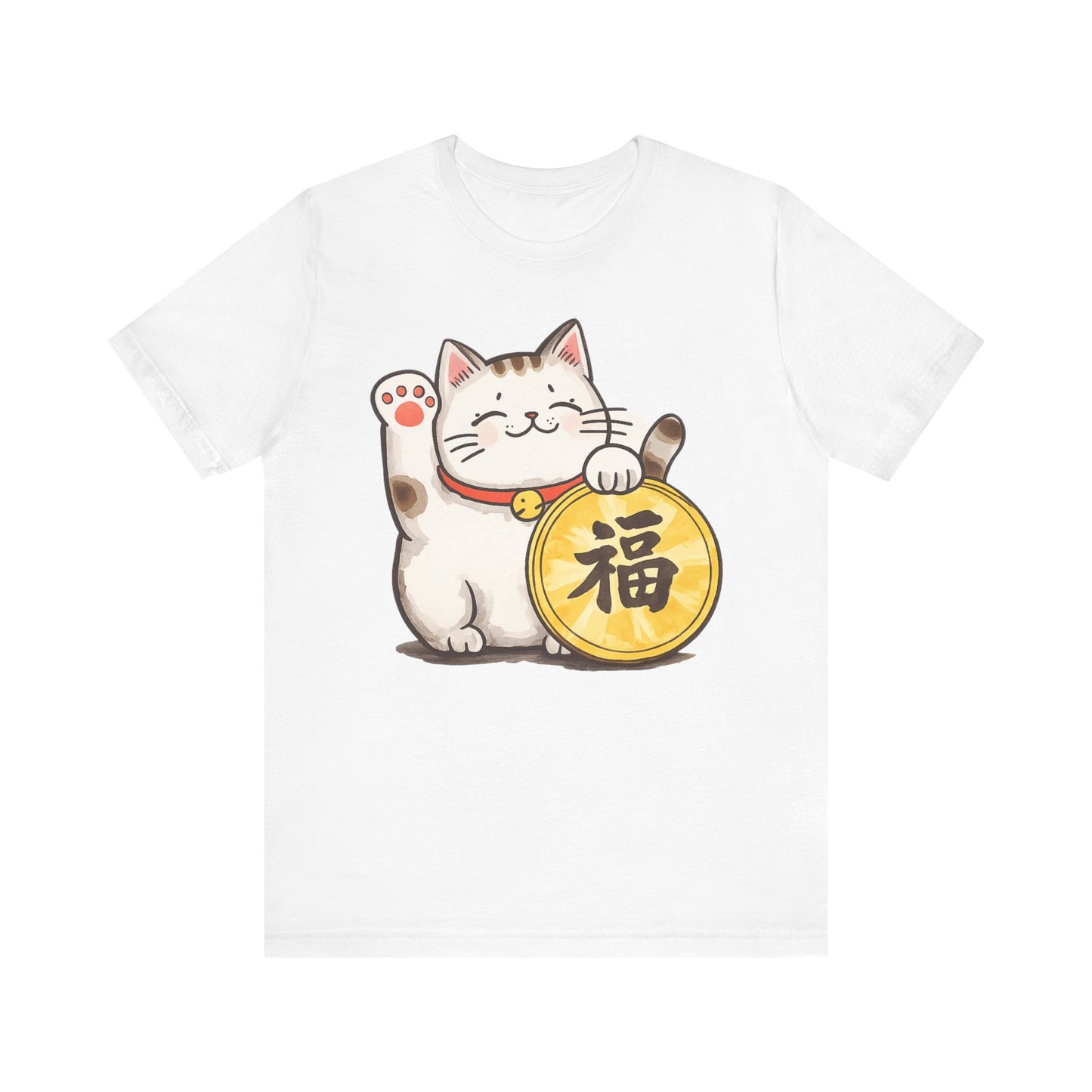 Lucky Maneki Neko Cat T-Shirt | Cute Japanese Good Fortune Tee
