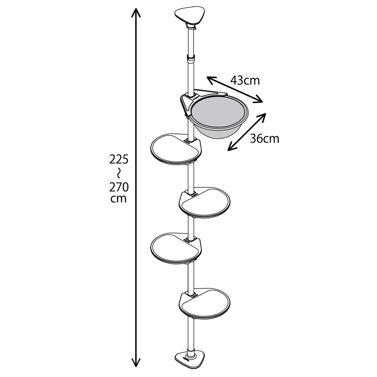 Nekoリビング キャティーポール ハンモック付きキャットタワー 猫用省スペースタワー【 送料無料】