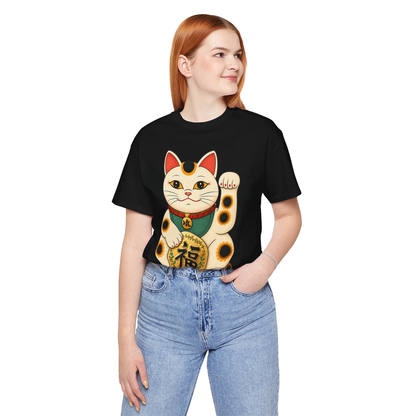 Lucky Maneki Neko Cat T-Shirt — Japanese Good Fortune Graphic Tee