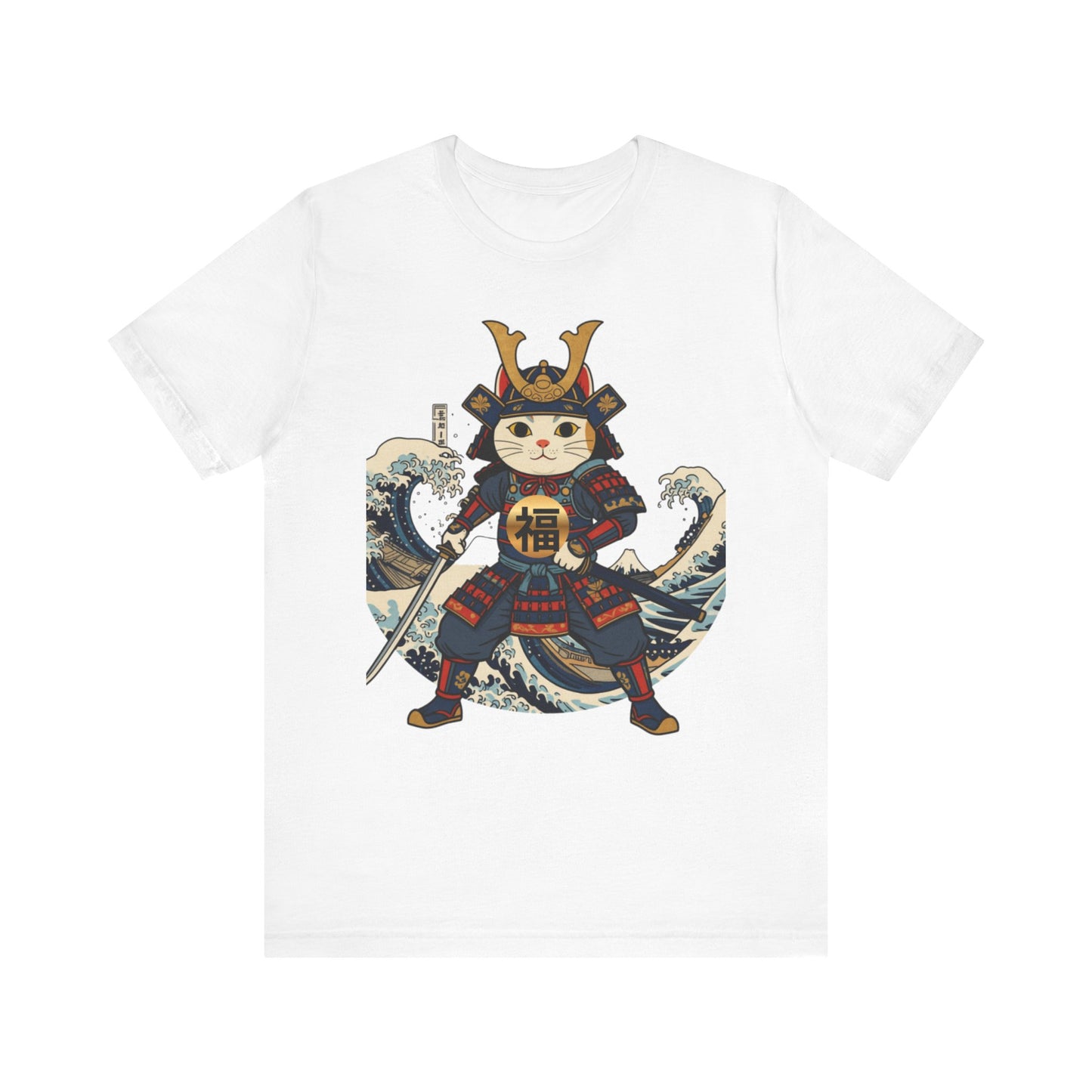 Samurai Lucky Cat T-Shirt | Japanese Ukiyo-e Maneki Neko Tee
