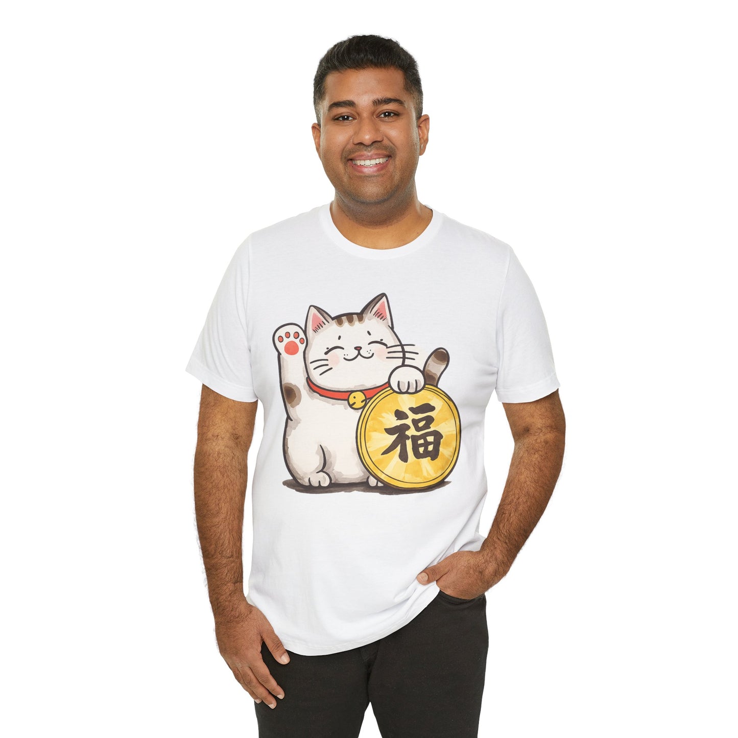 Lucky Maneki Neko Cat T-Shirt | Cute Japanese Good Fortune Tee