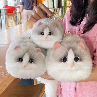 ふわもこ猫ちゃんハンドバッグ｜リアルなフェイスデザイン  (ハチワレ シルバー×ホワイト)