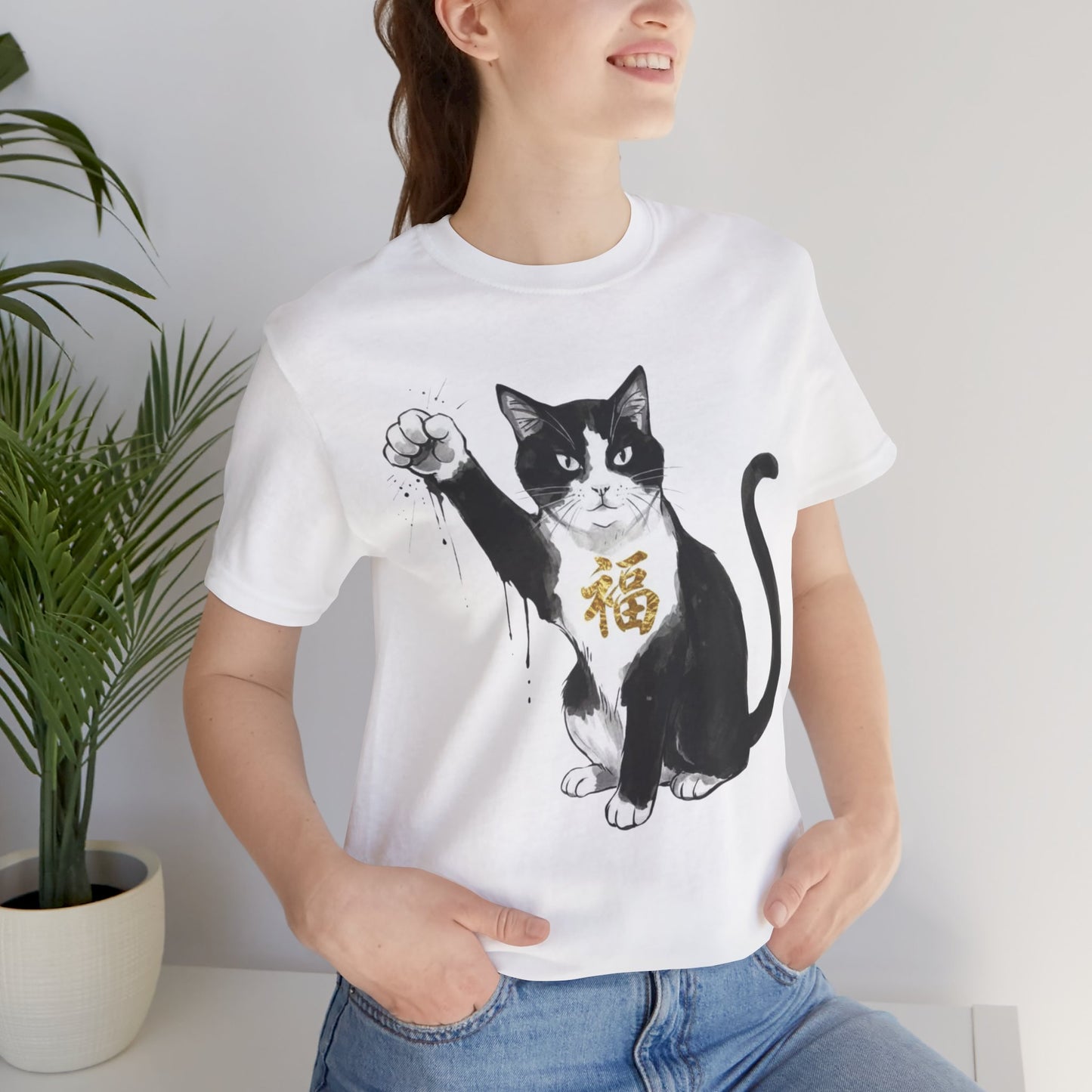 Fortune Cat Japanese Ink Art T-Shirt