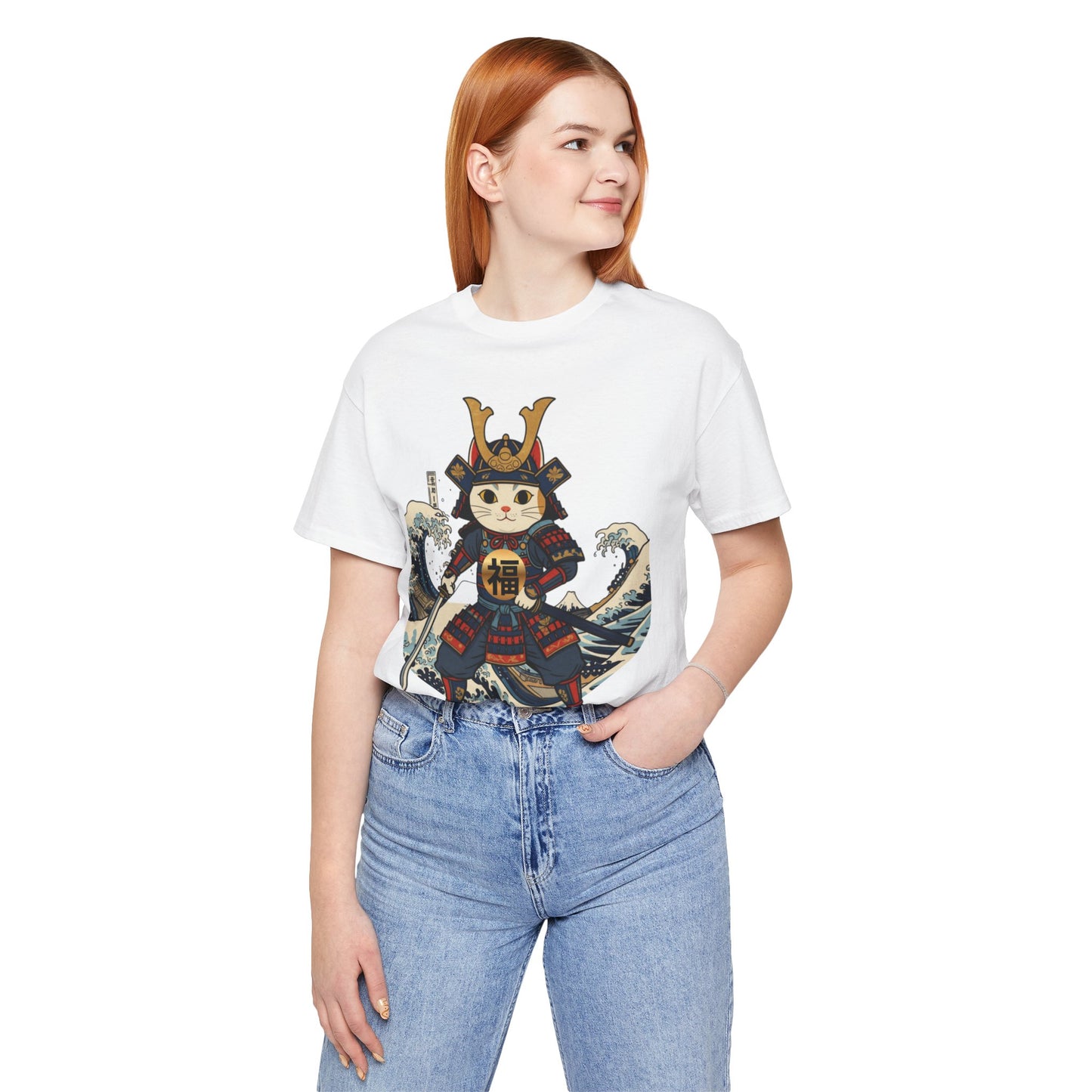 Samurai Lucky Cat T-Shirt | Japanese Ukiyo-e Maneki Neko Tee