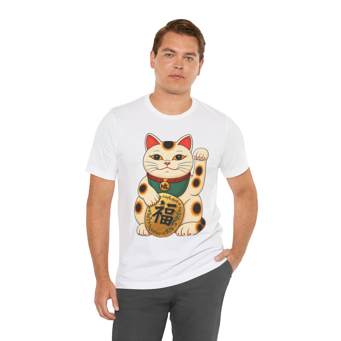 Lucky Maneki Neko Cat T-Shirt — Japanese Good Fortune Graphic Tee