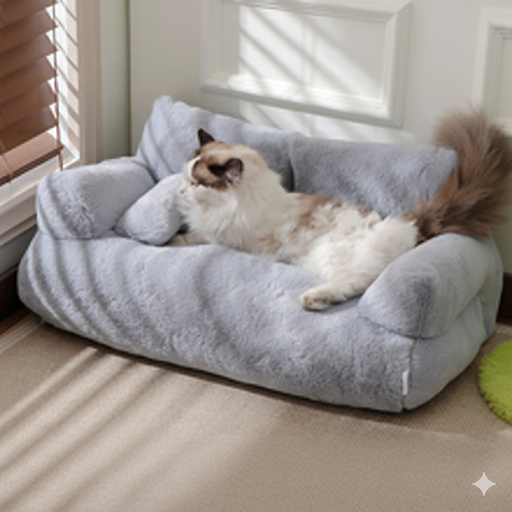 ふわもこキャットソファ（洗える/犬猫用/アッシュグレー）