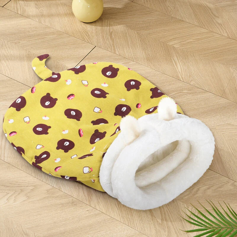 冬用 猫寝袋ベッド ふわもこ寝袋ハウス｜暖かいフリース素材｜洗える 保温・防寒 キャットハウス