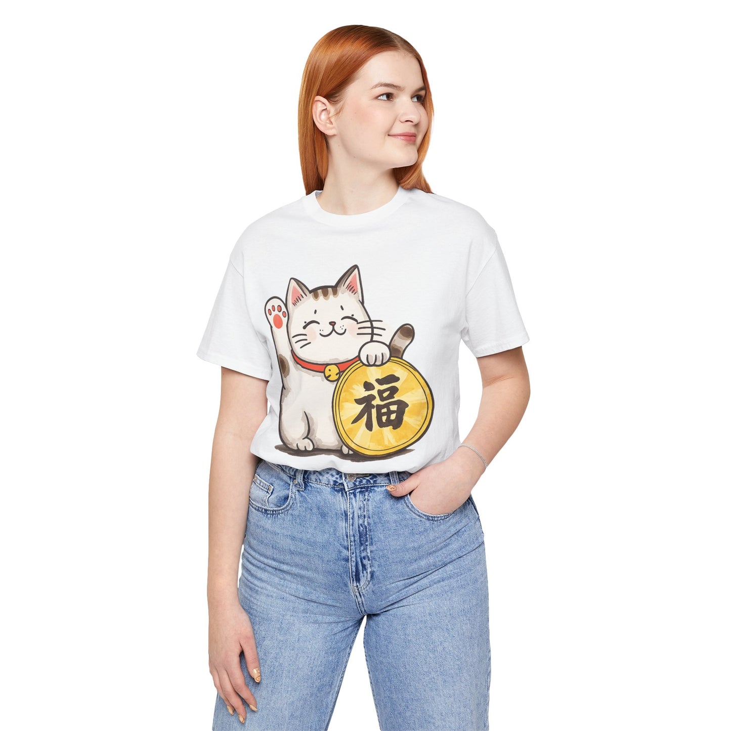 Lucky Maneki Neko Cat T-Shirt | Cute Japanese Good Fortune Tee