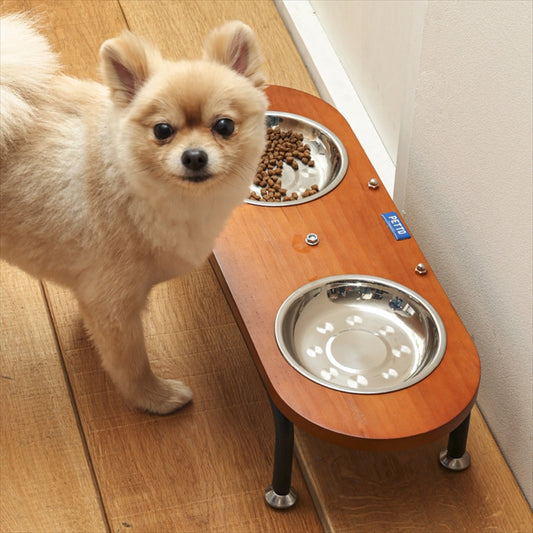 猫用フードボウルスタンド BELLA（ベラ）ブラウン｜高さ調整付き おしゃれ食器台【代引不可】【送料無料】