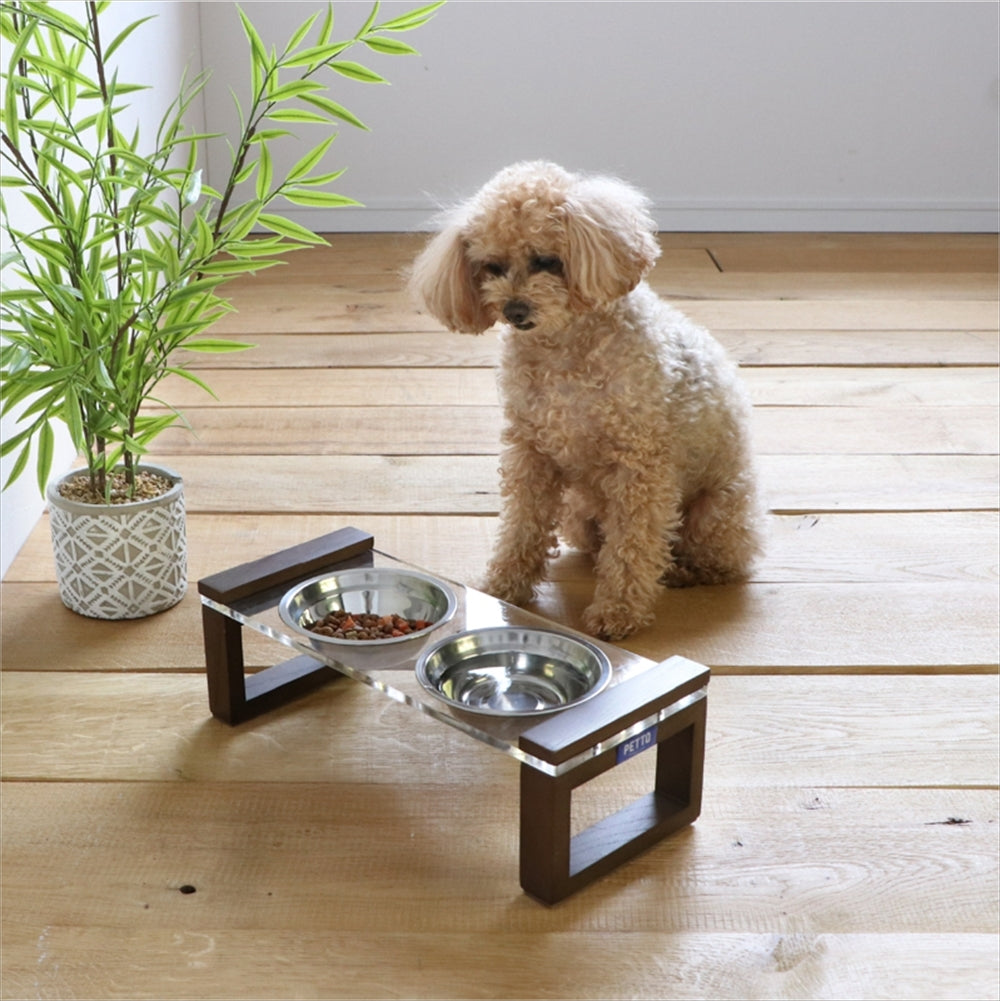 猫用フードボウルスタンド RIME（ライム）BR ブラウン | 高さ調整＆滑り止め付き【送料無料】