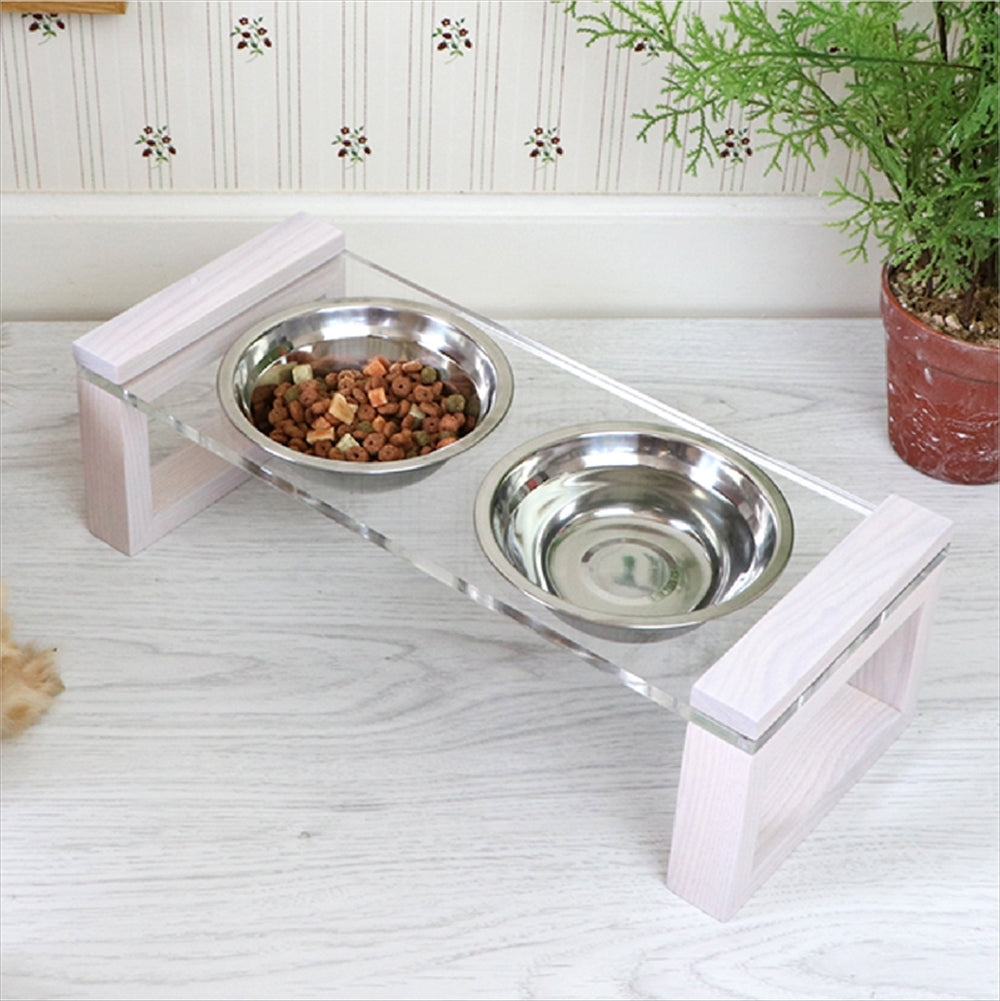 　「RIME（ライム） ペット用フードボウル 食器台 首にやさしい 犬 猫用 WH（ホワイト）【送料無料】