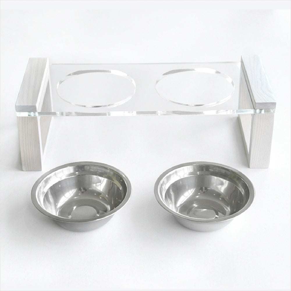 　「RIME（ライム） ペット用フードボウル 食器台 首にやさしい 犬 猫用 WH（ホワイト）【送料無料】