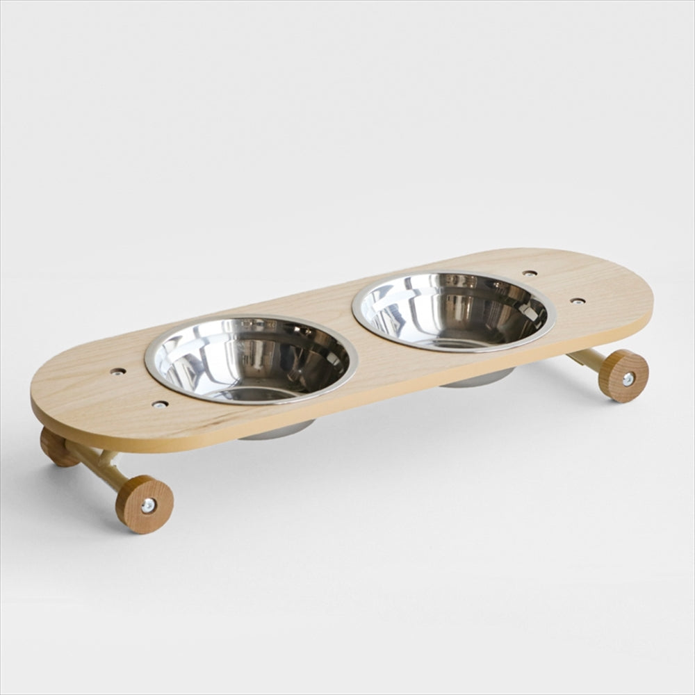 猫用フードボウルスタンド SK8 PLATE ナチュラル｜スケボー風デザイン【送料無料】
