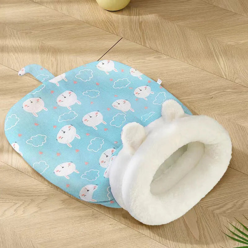 冬用 猫寝袋ベッド ふわもこ寝袋ハウス｜暖かいフリース素材｜洗える 保温・防寒 キャットハウス