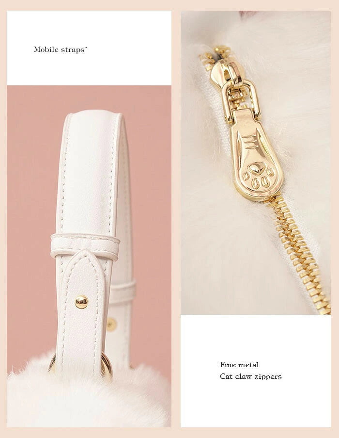 ふわもこ猫ちゃんハンドバッグ｜リアルなフェイスデザイン(白猫）